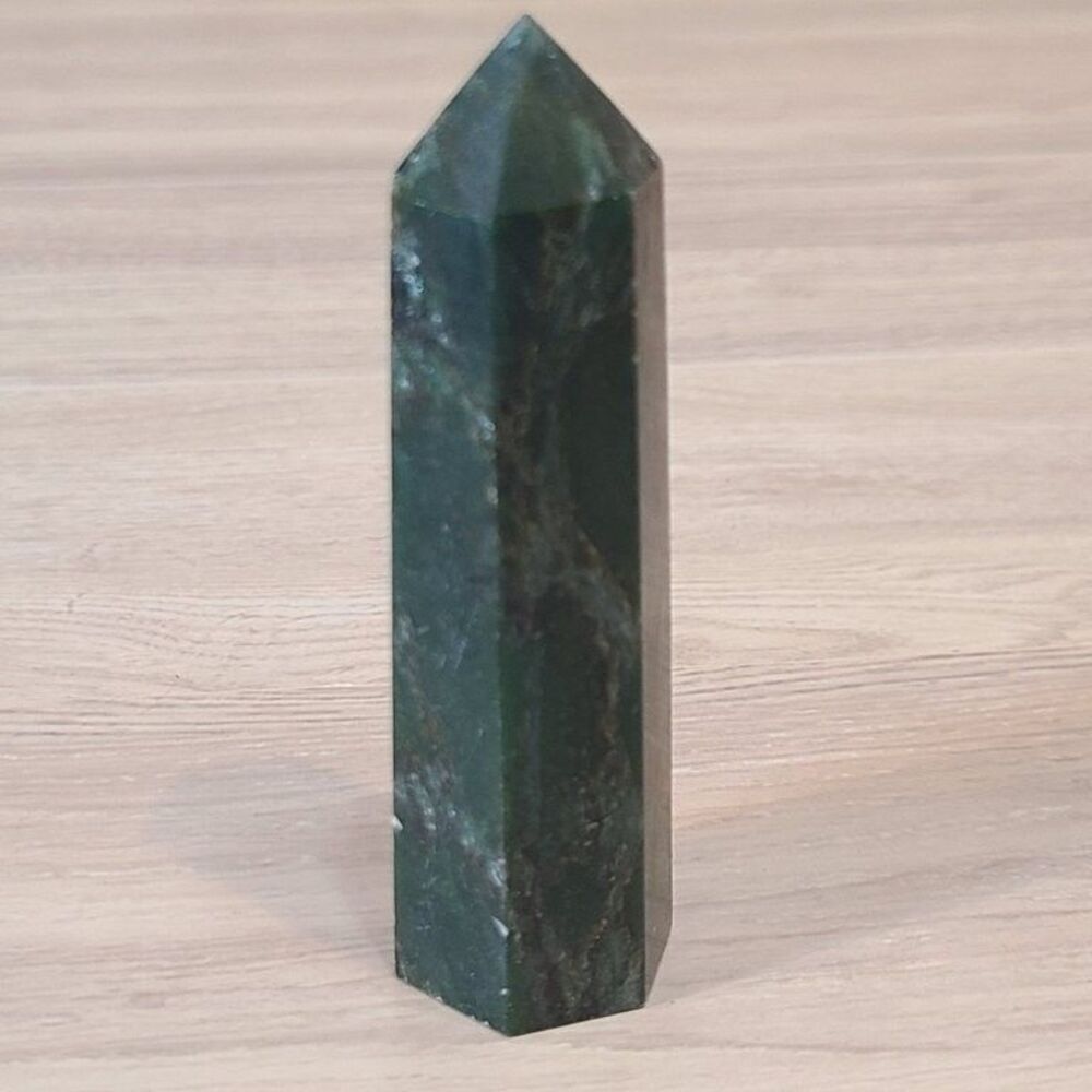 Moss Agate Crystal Tower Point Obelisk Healing Stone Decor Mineral Specimen 82g